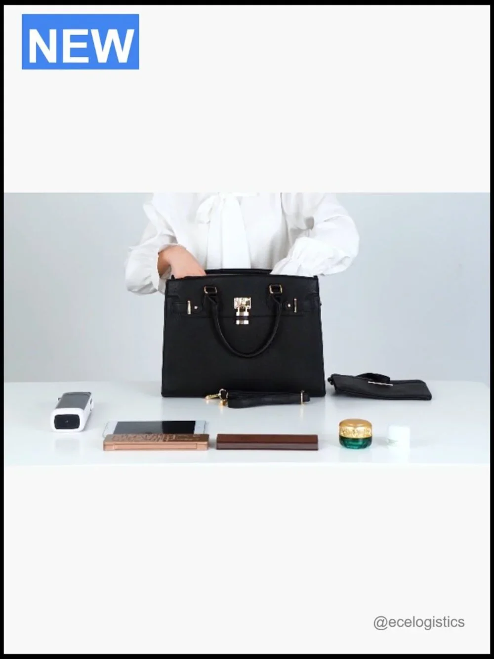 Women's Satchel Tote Set with Matching Clutch & Adjustable Strap